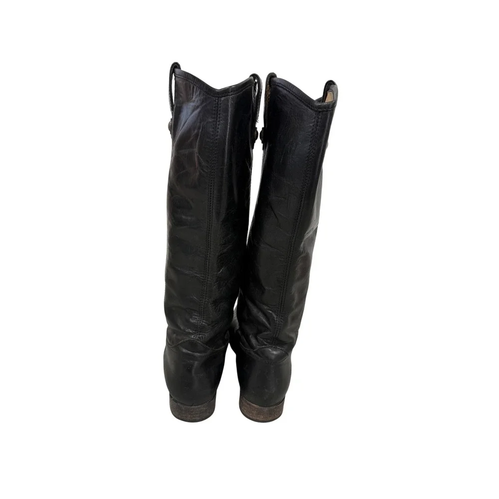 Frye Melissa Button Black Leather Tall Boots Extended Calf 77167 Womens 9 B
